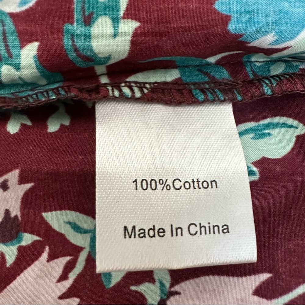 Tuckernuck Women Cotton Oxblood Blue Floral Alice Ruffled Collared Dress Size S - Picture 7 of 14